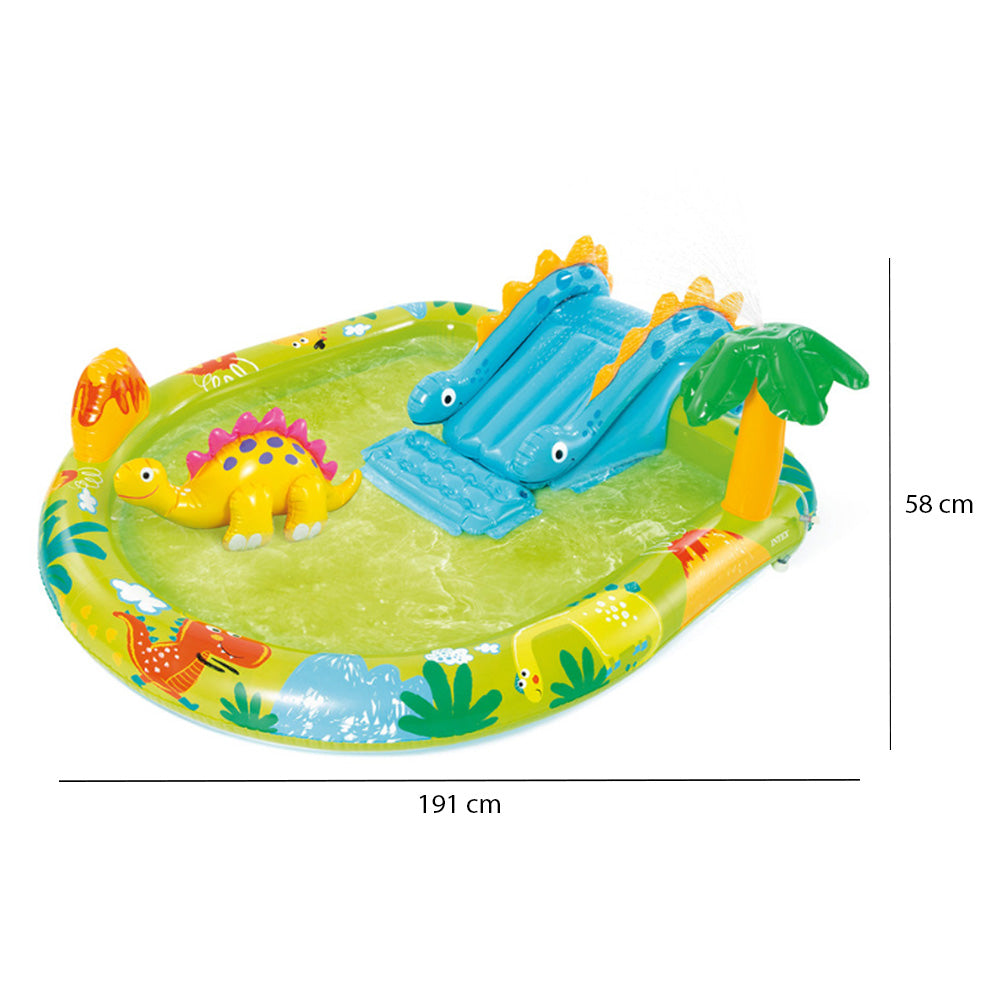 Piscina Infantil Inflável 143 Litros Parque dos Dinossauros Intex Com Bomba de Ar Manual