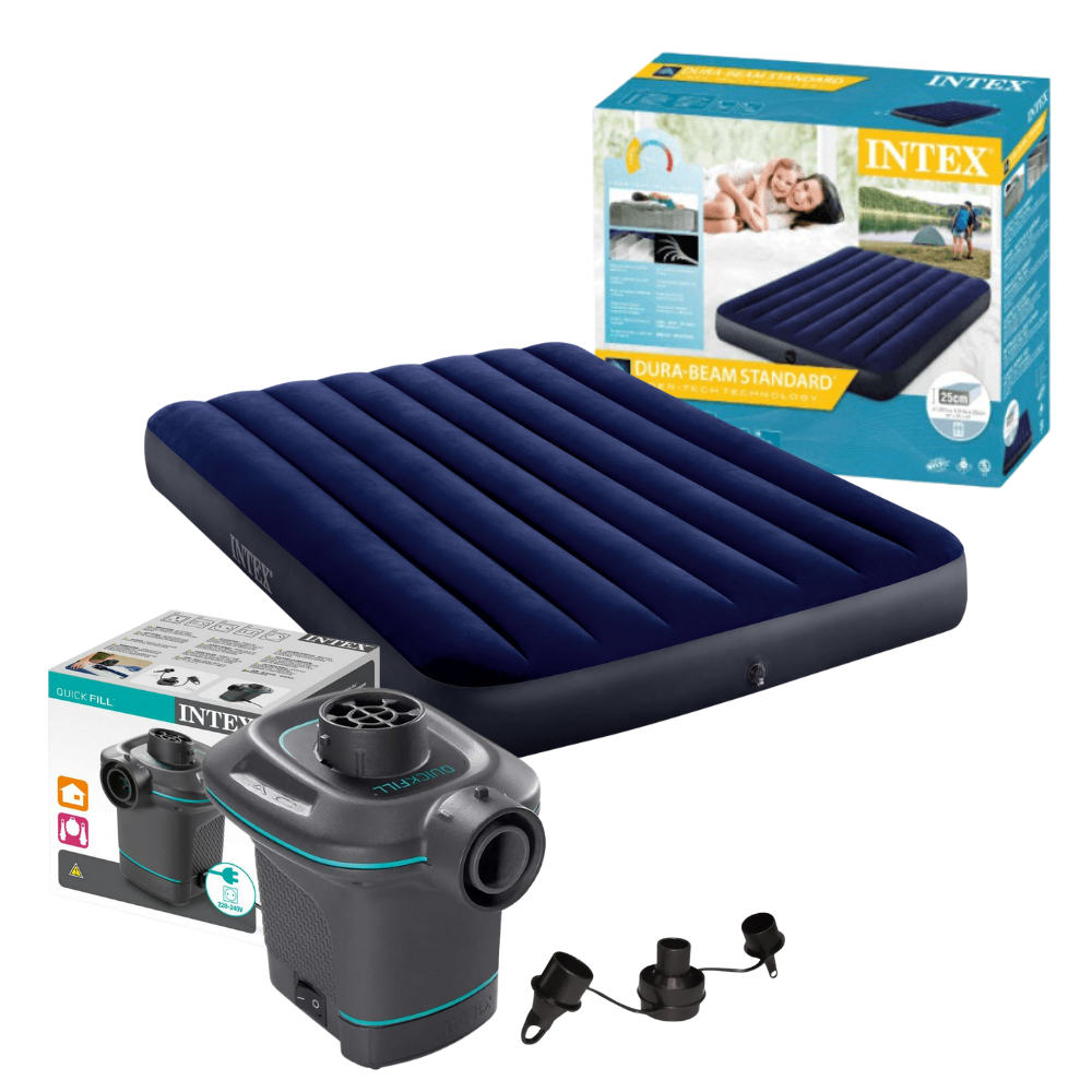 Colchão Inflável Casal Dura Beam Classic Downy Full Intex C/ Bomba de Ar Elétrica