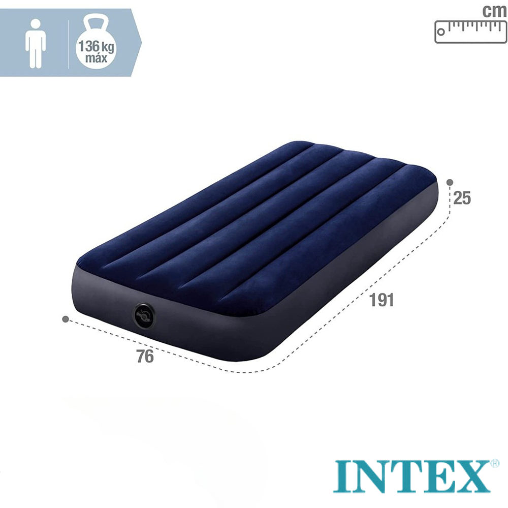 Colchão Inflável Solteiro Intex Standard Com Bomba Inflador Grande Fole de Pé Intex