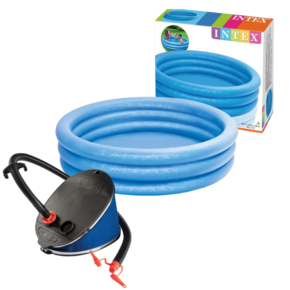 Piscina Infantil Inflável Redonda 581 Litros Intex Com Inflador Fole de Pé Grande