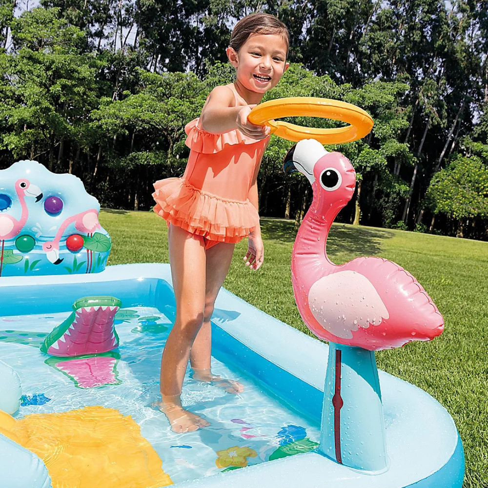 Piscina Infantil Aventura na Floresta 493 Litros Intex Com Inflador Grande de Pé