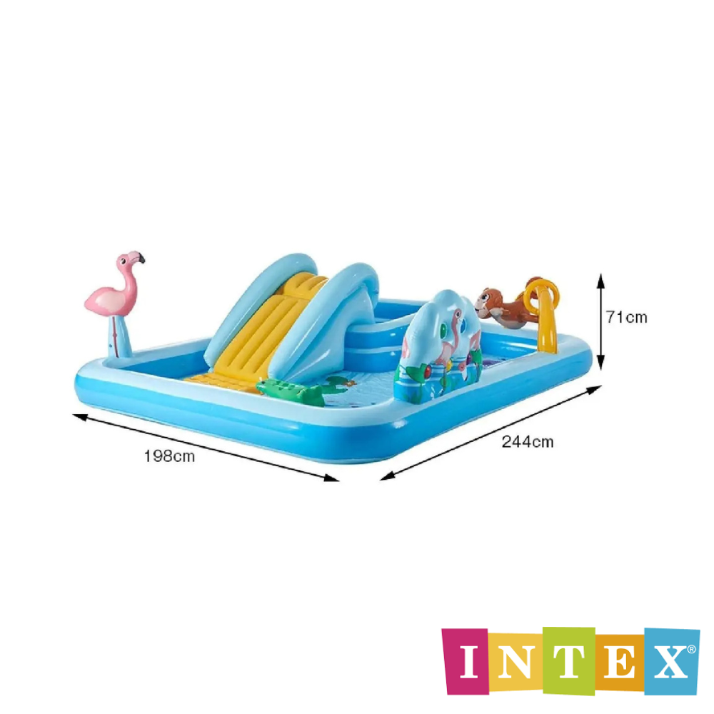 Piscina Infantil Aventura na Floresta 493 Litros Intex Com Inflador Grande de Pé