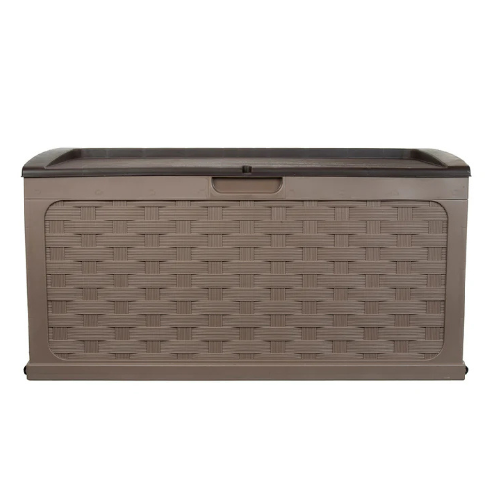 Bau Caixa Organizadora Multiuso e Banco Plástico para 2 pessoas Rattan 335 Litros Marrom Starplast