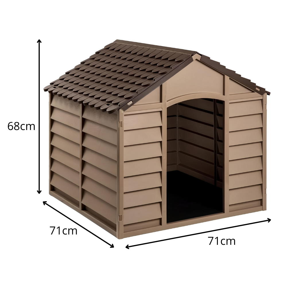 Casinha Casa Cachorro Cães Grande Plástico Proteção UV 71x71x68cm - Marrom Starplast