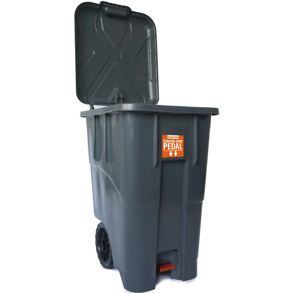 COLETOR DE LIXO LIXEIRA 120 LITROS COM PEDAL E RODAS ANTARES