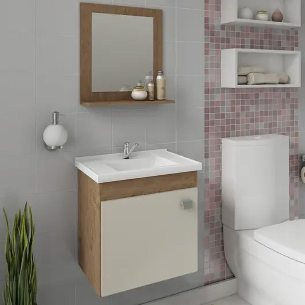 GABINETE ARMÁRIO DE BANHEIRO COM PIA CUBA ESPELHO IRIS MGM