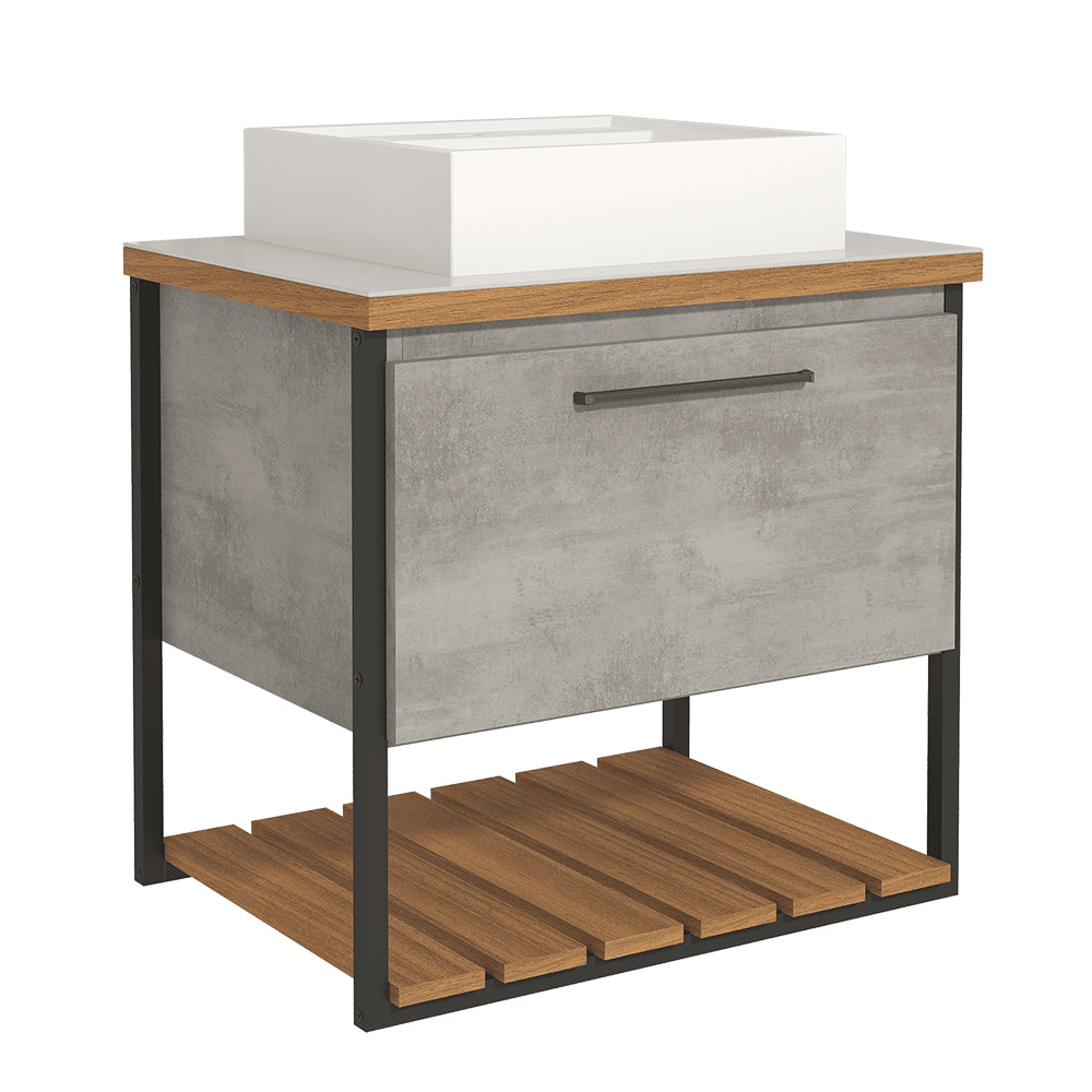 GABINETE SUSPENSO PARA BANHEIRO 60CM COM CUBA METALON MGM