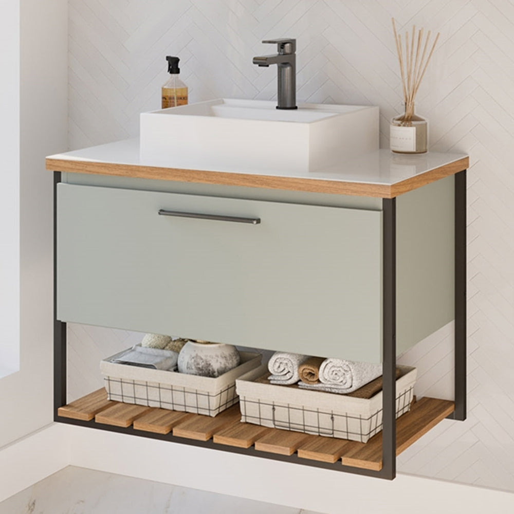 GABINETE SUSPENSO PARA BANHEIRO 80CM COM CUBA METALON CARIBE MGM