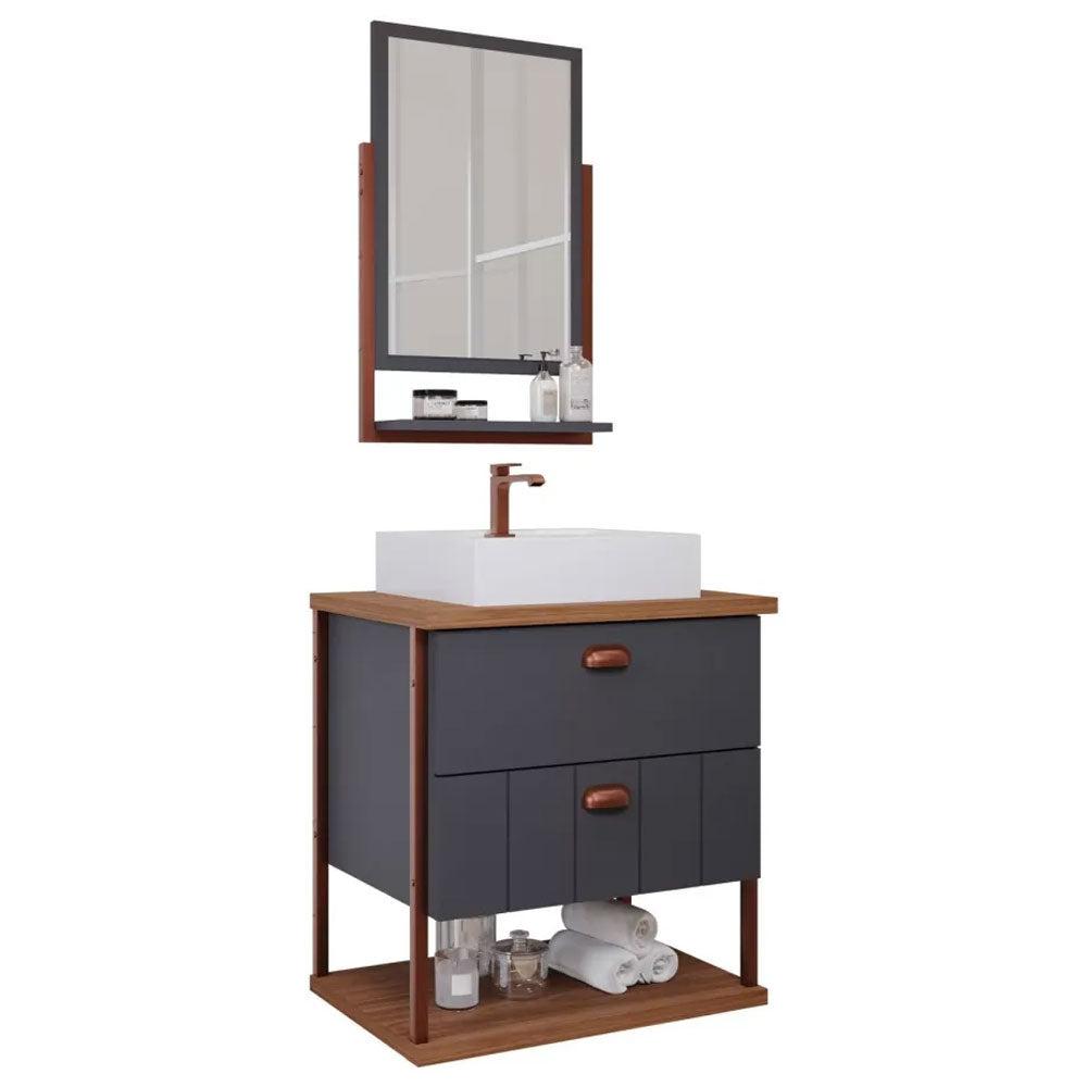 Conjunto Gabinete para Banheiro Uni com Espelheira 60cm Mgm