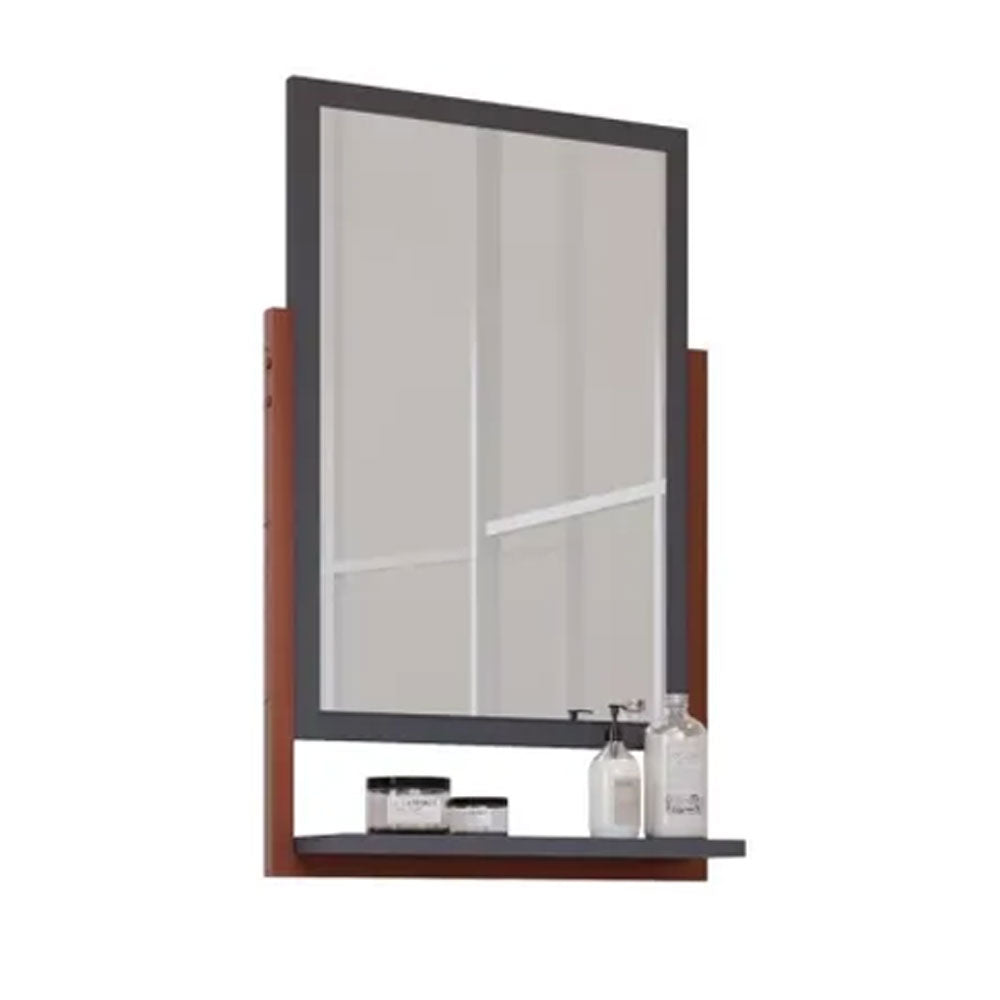 Conjunto Gabinete para Banheiro Uni com Espelheira 60cm Titanium/freijo Mgm