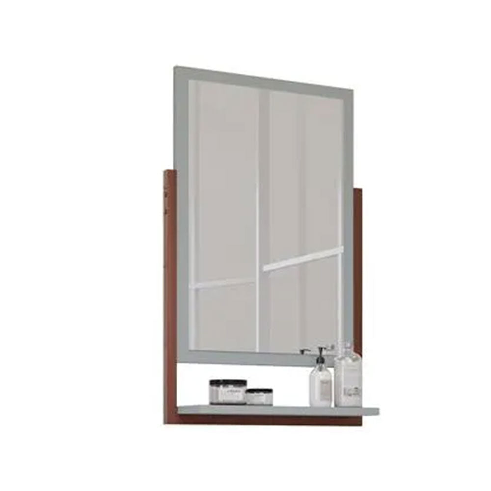 Conjunto Gabinete para Banheiro Uni com Espelheira 60cm Pistache/freijo Mgm