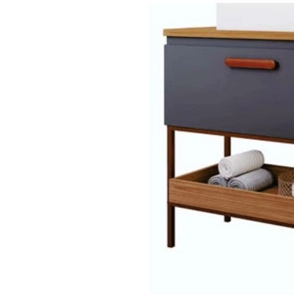 Gabinete Armário para Banheiro com Cuba Portinari em Mdf 60cm Titanium/freijo Mgm