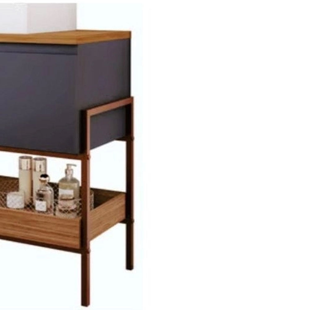 Gabinete Armário para Banheiro com Cuba Portinari em Mdf 60cm Titanium/freijo Mgm
