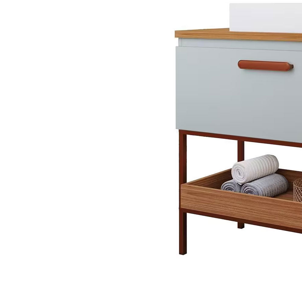 Gabinete Armário para Banheiro com Cuba Portinari em Mdf 60cm Pistache/freijo Mgm