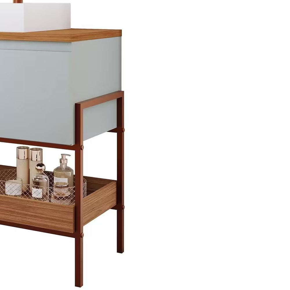 Gabinete Armário para Banheiro com Cuba Portinari em Mdf 60cm Pistache/freijo Mgm