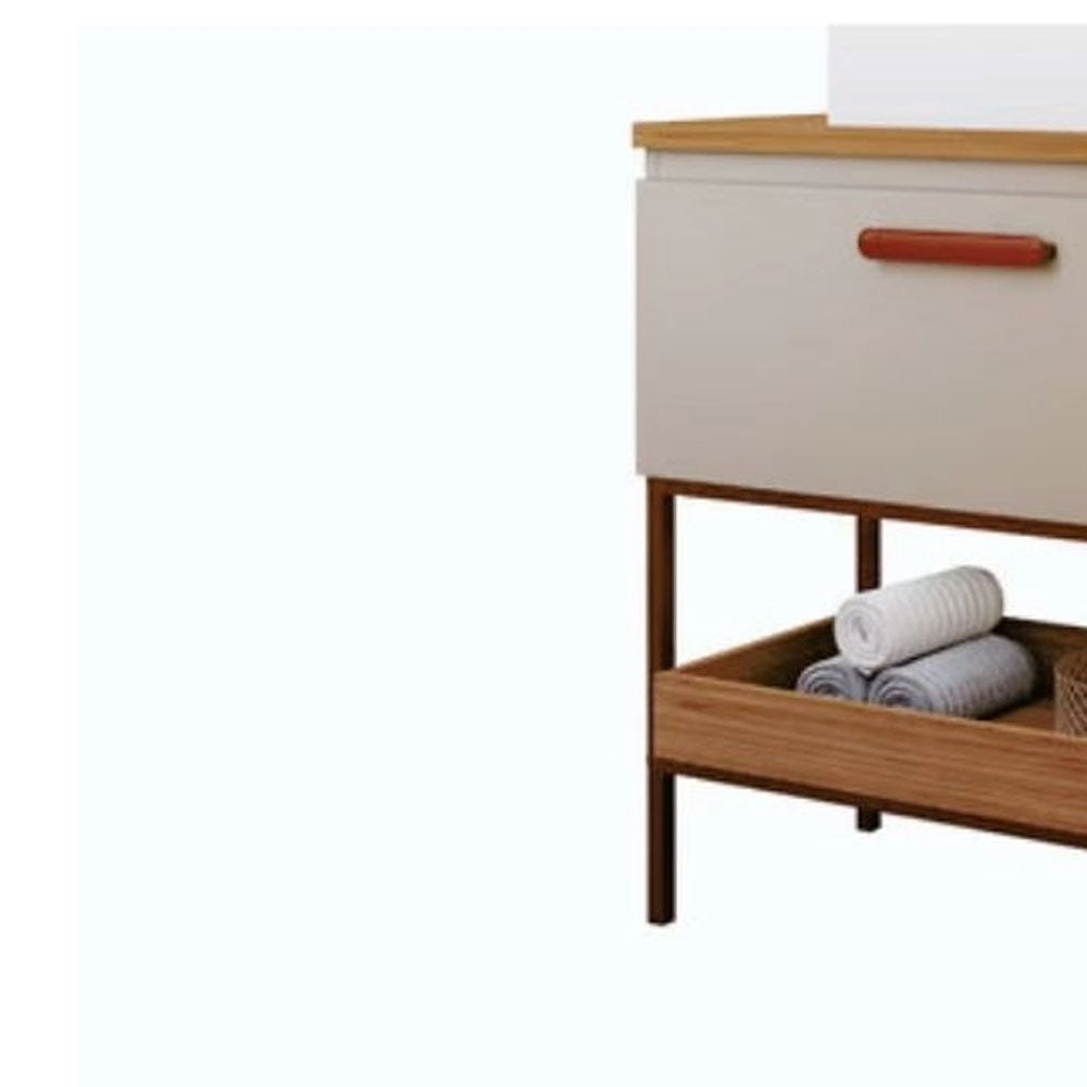 Gabinete Armário para Banheiro com Cuba Portinari em Mdf 60cm Cappuccino/freijo Mgm