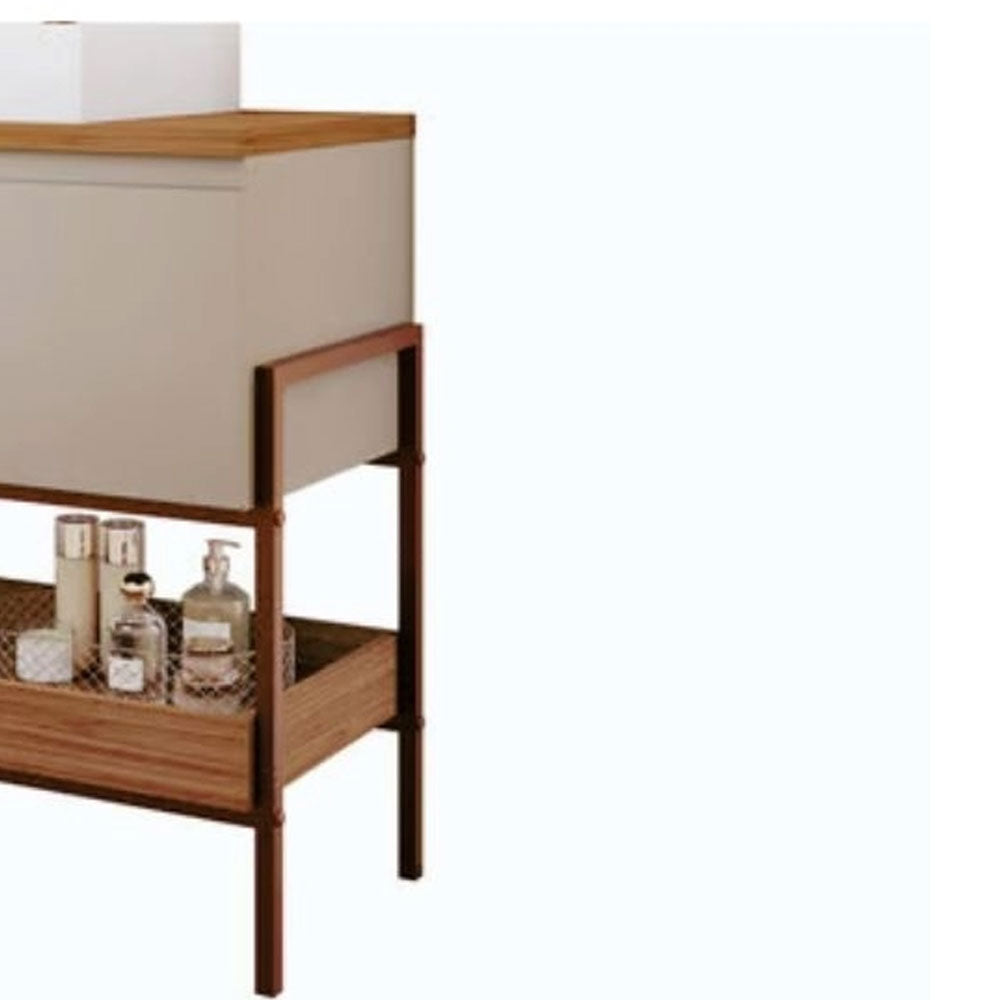 Gabinete Armário para Banheiro com Cuba Portinari em Mdf 60cm Cappuccino/freijo Mgm