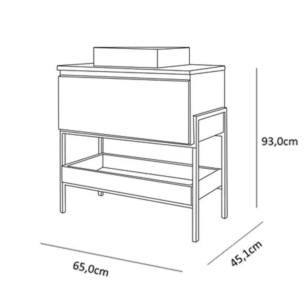 Gabinete Armário para Banheiro com Cuba Portinari em Mdf 60cm Cimento/freijo Mgm