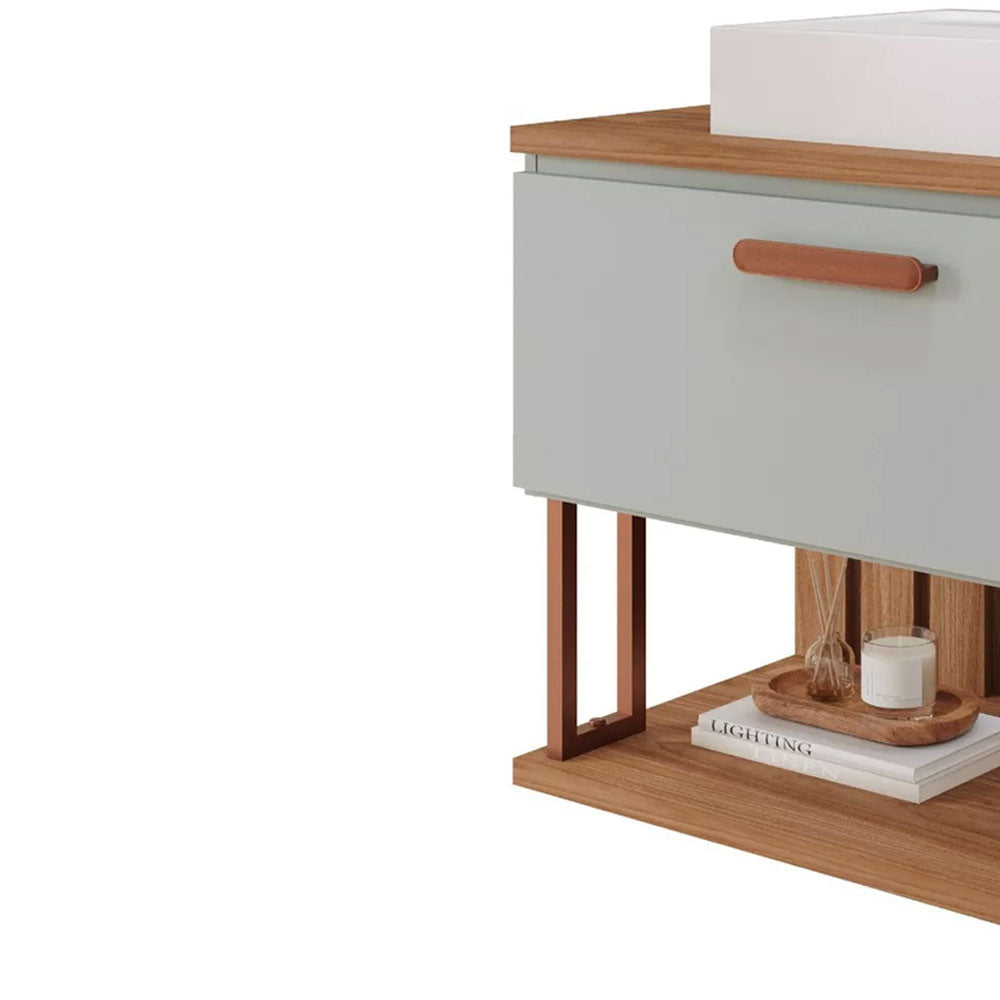 Armário Gabinete para Banheiro com Cuba Duna em Mdf 60cm Pistache/freijo