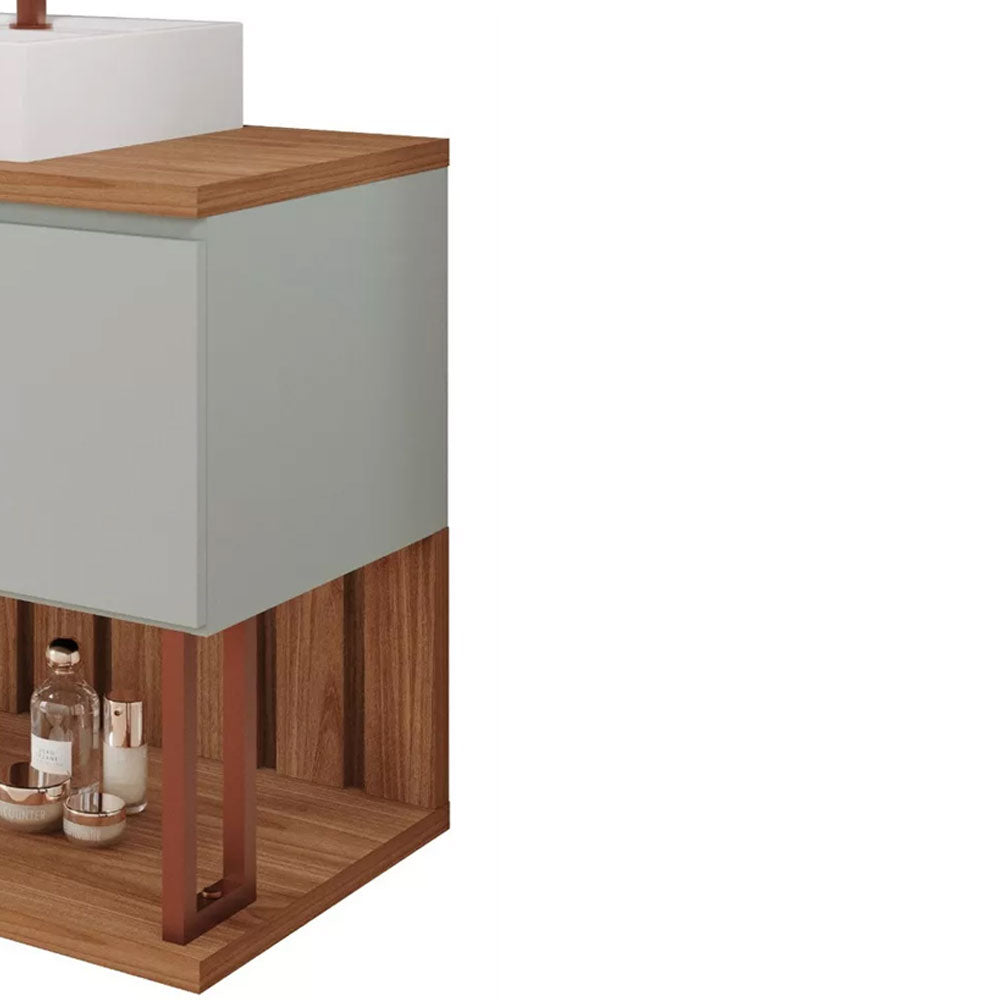 Armário Gabinete para Banheiro com Cuba Duna em Mdf 60cm Pistache/freijo