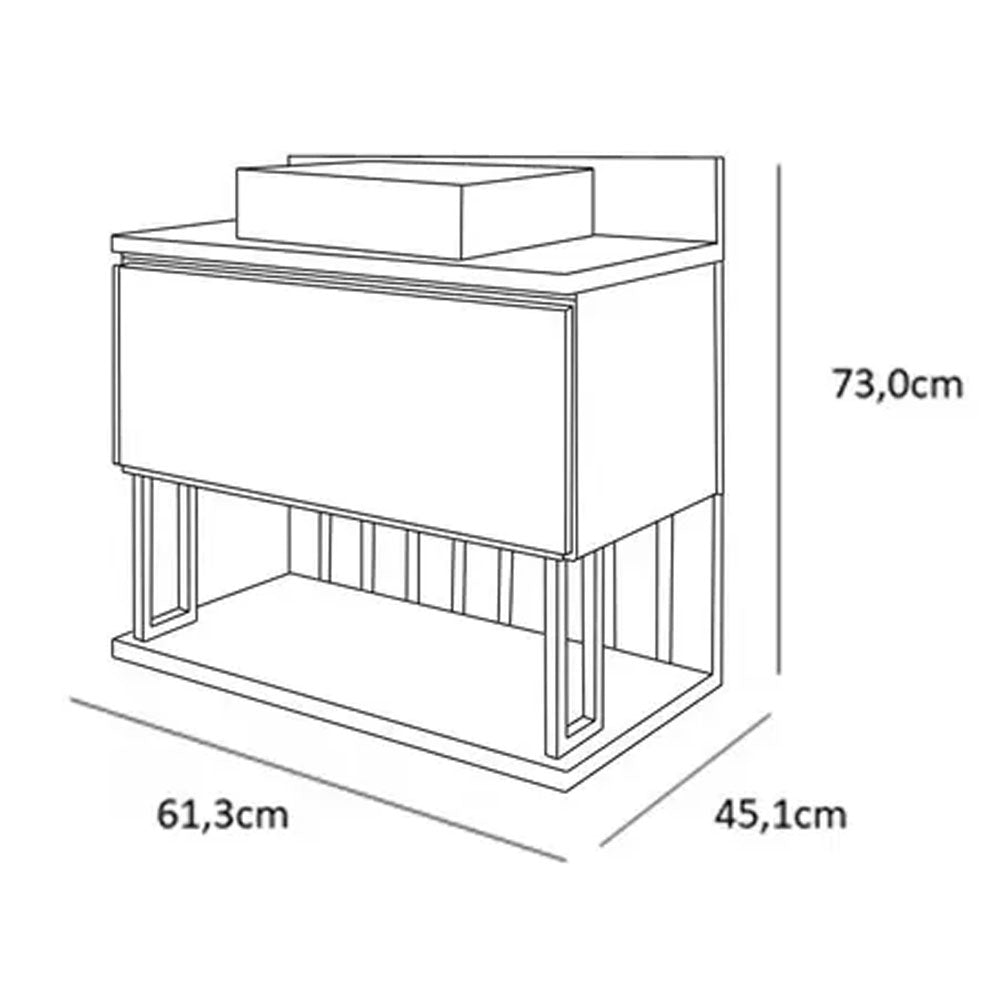 Armário Gabinete para Banheiro com Cuba Duna em Mdf 60cm Cimento/freijo Mgm