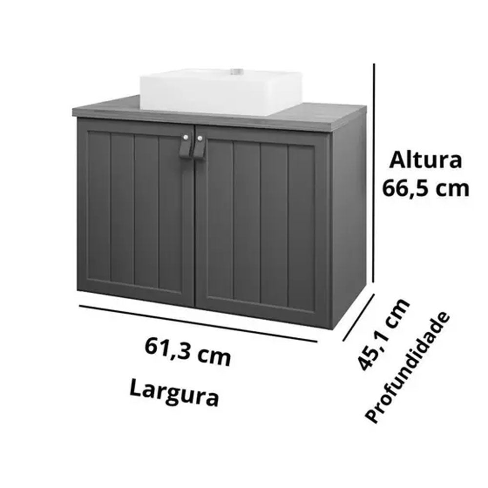 Gabinete Armário para Banheiro Alure Suspenso com Cuba Titanium/freijo Mgm