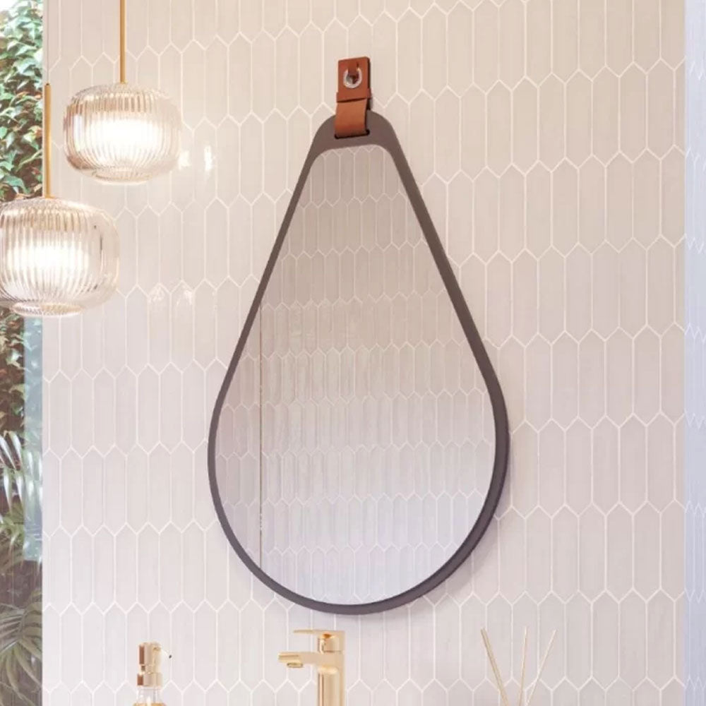 Espelheira Gota para Decoração de Banheiro, Quarto, Sala, Escritório Mdf 50x76cm Titanium Mgm