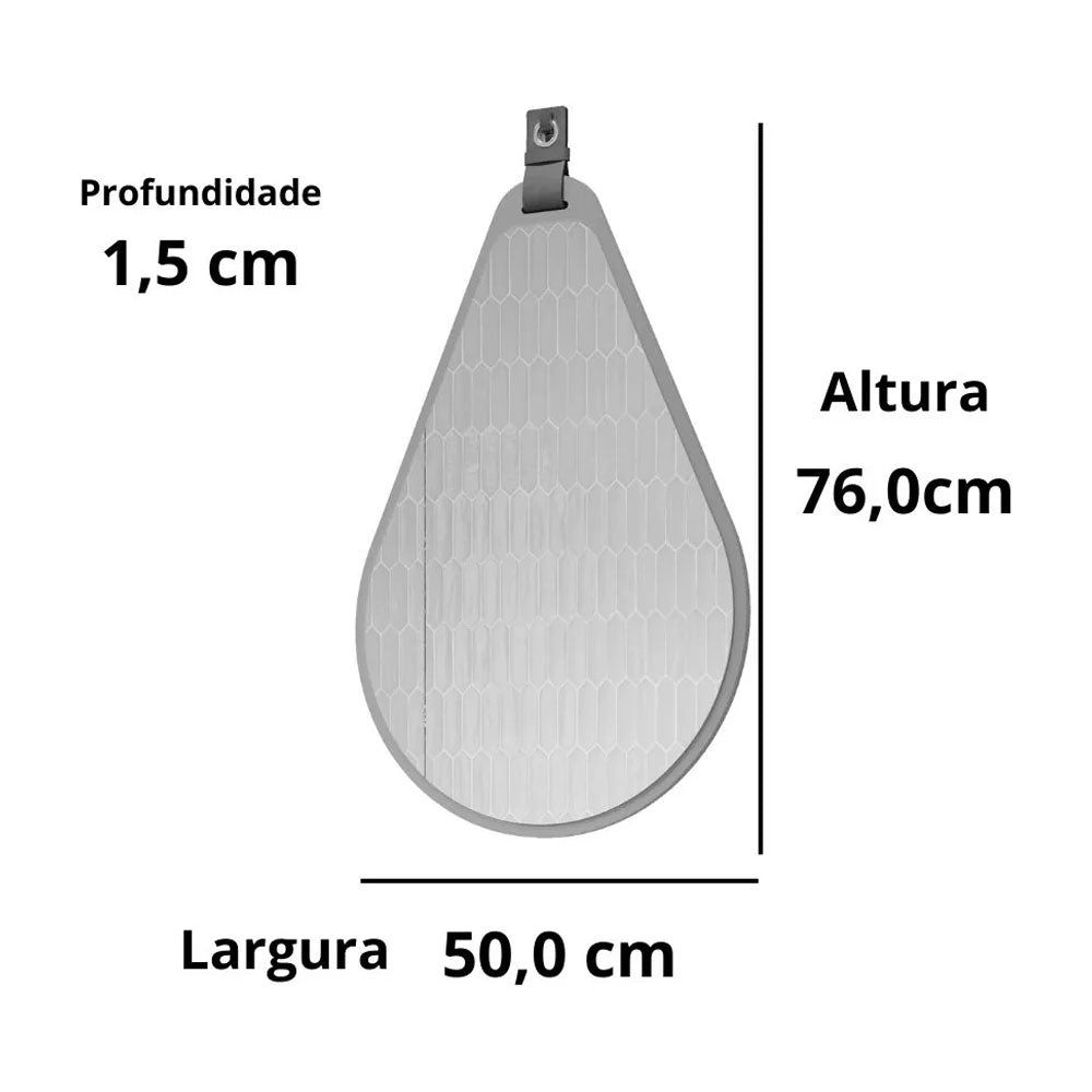 Espelheira Gota para Decoração de Banheiro, Quarto, Sala, Escritório Mdf 50x76cm Titanium Mgm