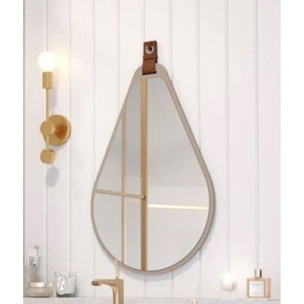 Espelheira Gota para Decoração de Banheiro, Quarto, Sala, Escritório Mdf 50x76cm Cimento Mgm