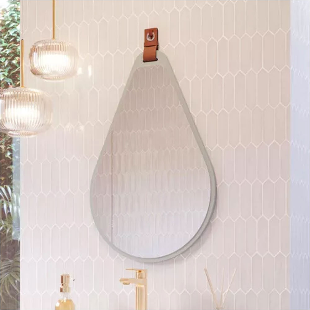 Espelheira Gota para Decoração de Banheiro, Quarto, Sala, Escritório Mdf 50x76cm Pistache Mgm