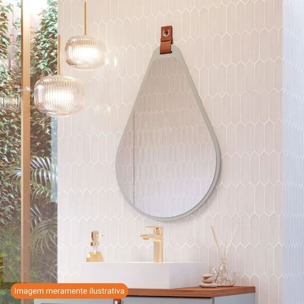 Espelheira Gota para Decoração de Banheiro, Quarto, Sala, Escritório Mdf 50x76cm Pistache Mgm