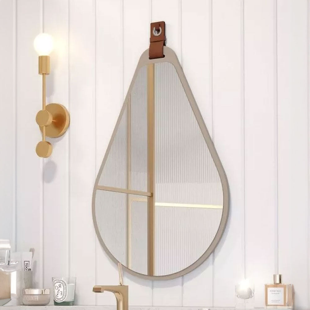 Espelheira Gota para Decoração de Banheiro, Quarto, Sala, Escritório Mdf 50x76cm Cappuccino Mgm