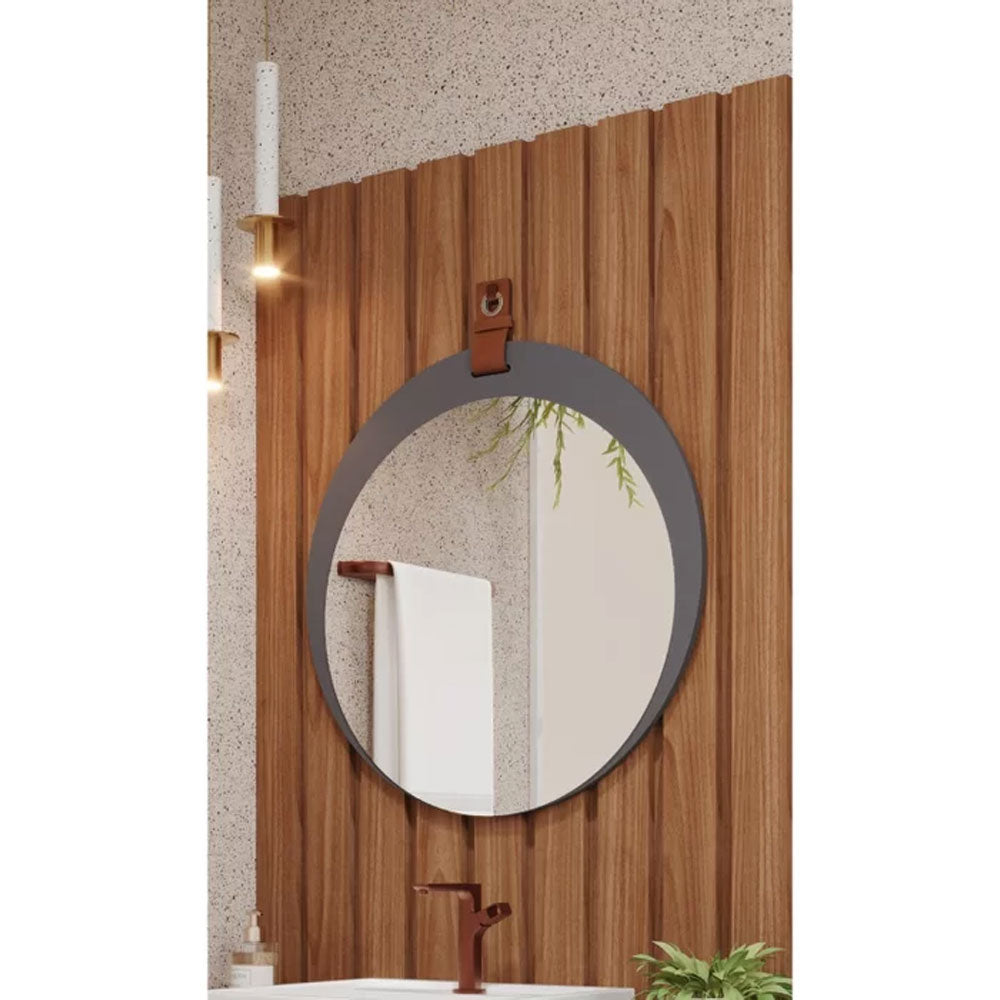 Espelheira Lua para Decoração de Banheiro, Quarto, Sala, Escritório Mdf 60x60cm Titanium Mgm