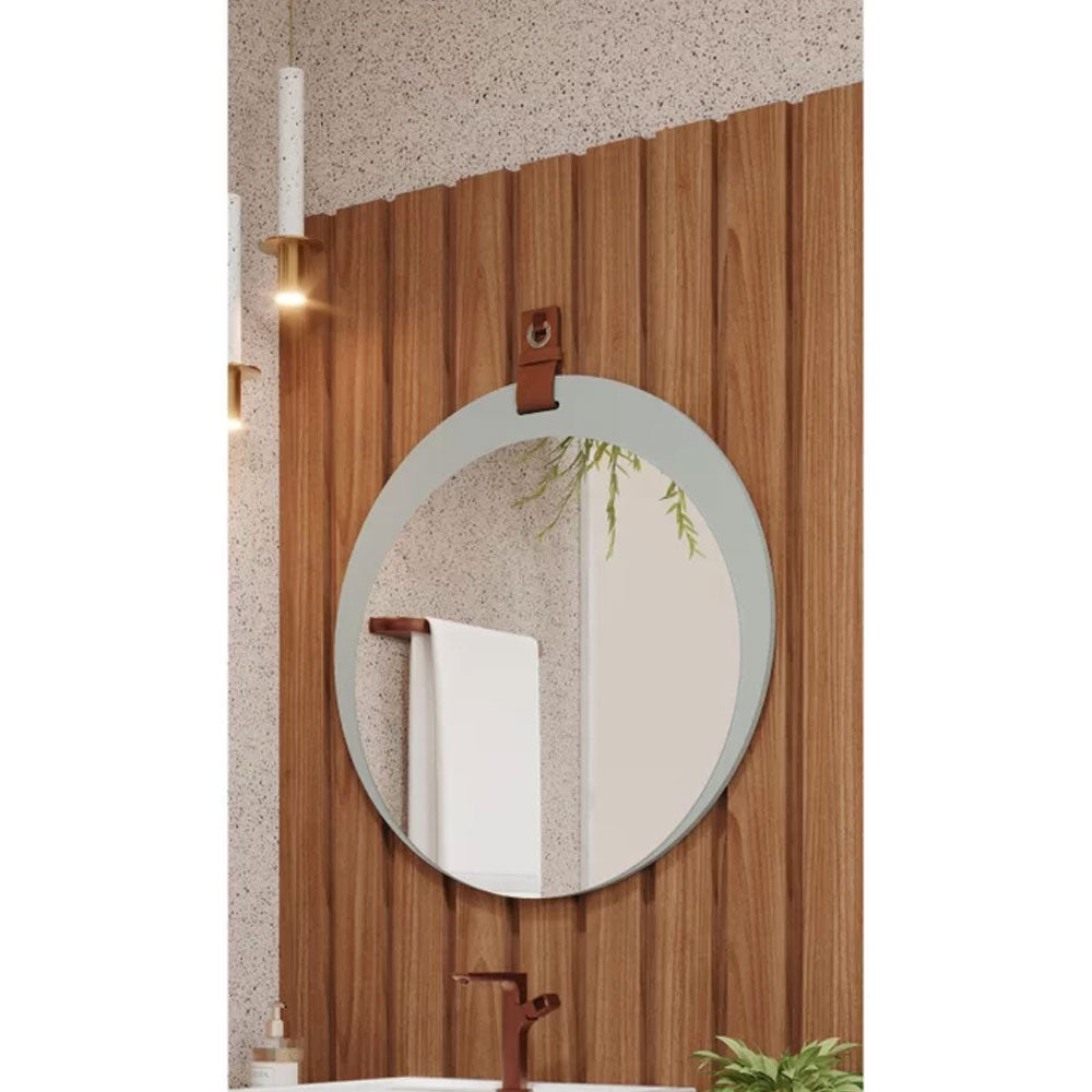 Espelheira Lua para Decoração de Banheiro, Quarto, Sala, Escritório Mdf 60x60cm Pistache Mgm