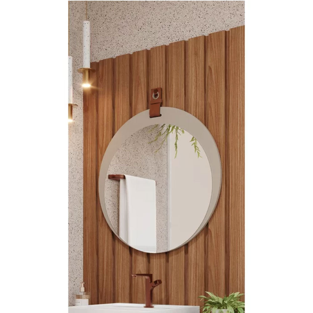 Espelheira Lua para Decoração de Banheiro, Quarto, Sala, Escritório Mdf 60x60cm Cappuccino Mgm