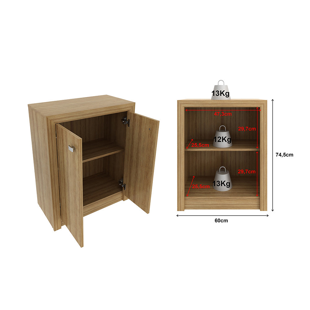 BALCÃO ESCRITÓRIO BAIXO MULTIUSO 2 PORTAS 60CM TECNOMOBILI ME4103