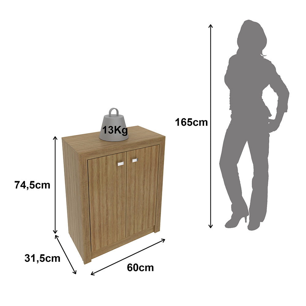 BALCÃO ESCRITÓRIO BAIXO MULTIUSO 2 PORTAS 60CM TECNOMOBILI ME4103