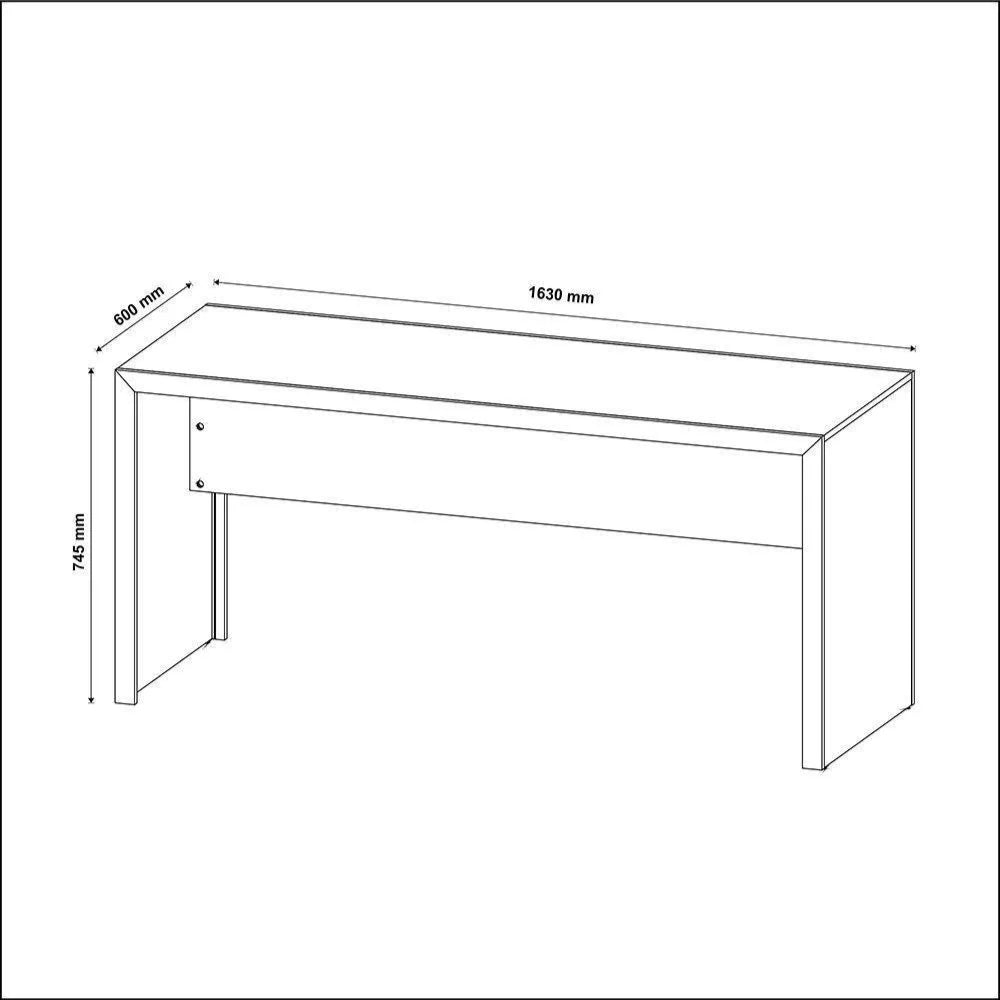 Mesa de Escritório Escrivaninha Para Computador 163cm Tecnomobili ME4109 Cor Branca