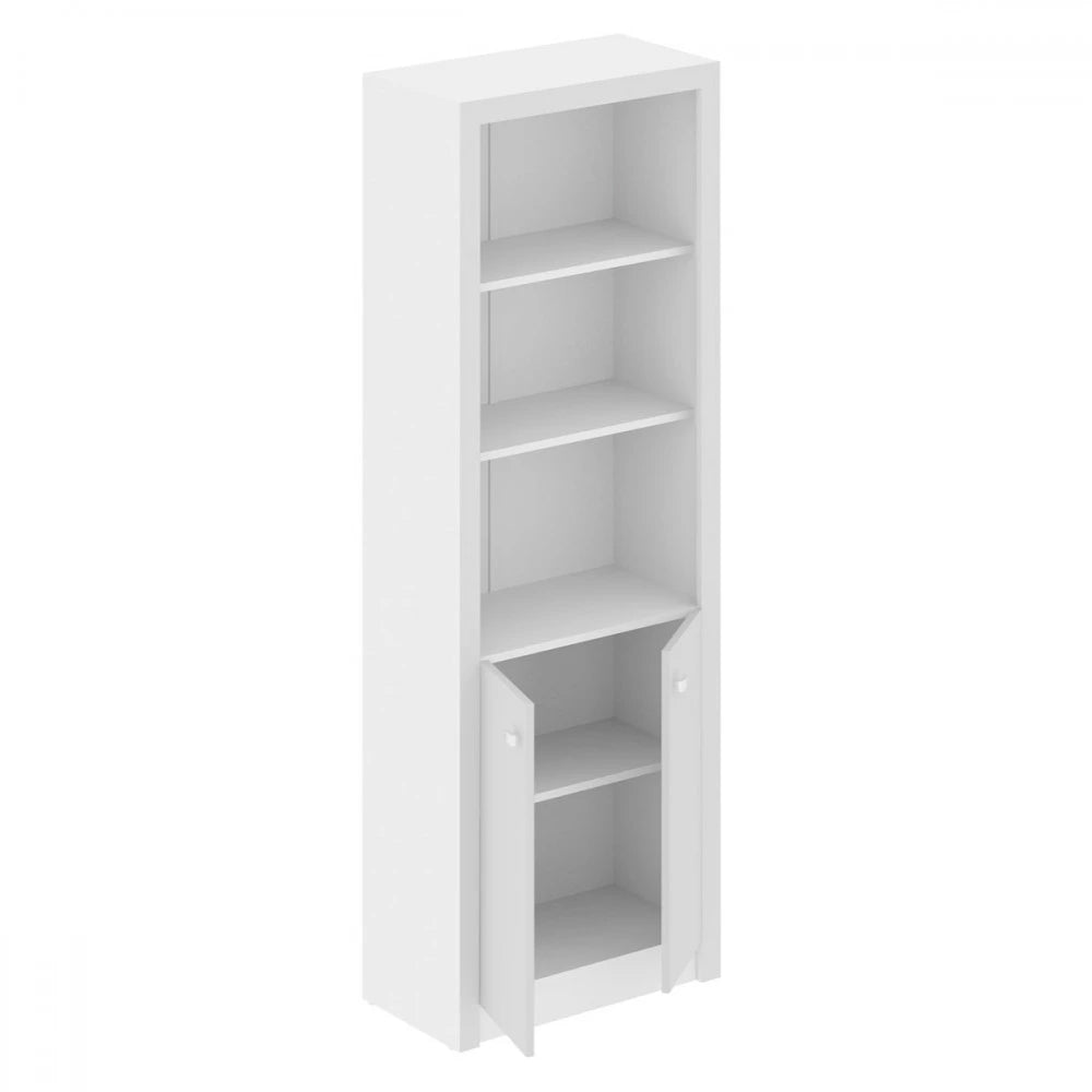 Armário Estante Multiuso Para Livros Escritório Cozinha 2 Portas e 5 Prateleiras ME4110 Tecnomobili Branco