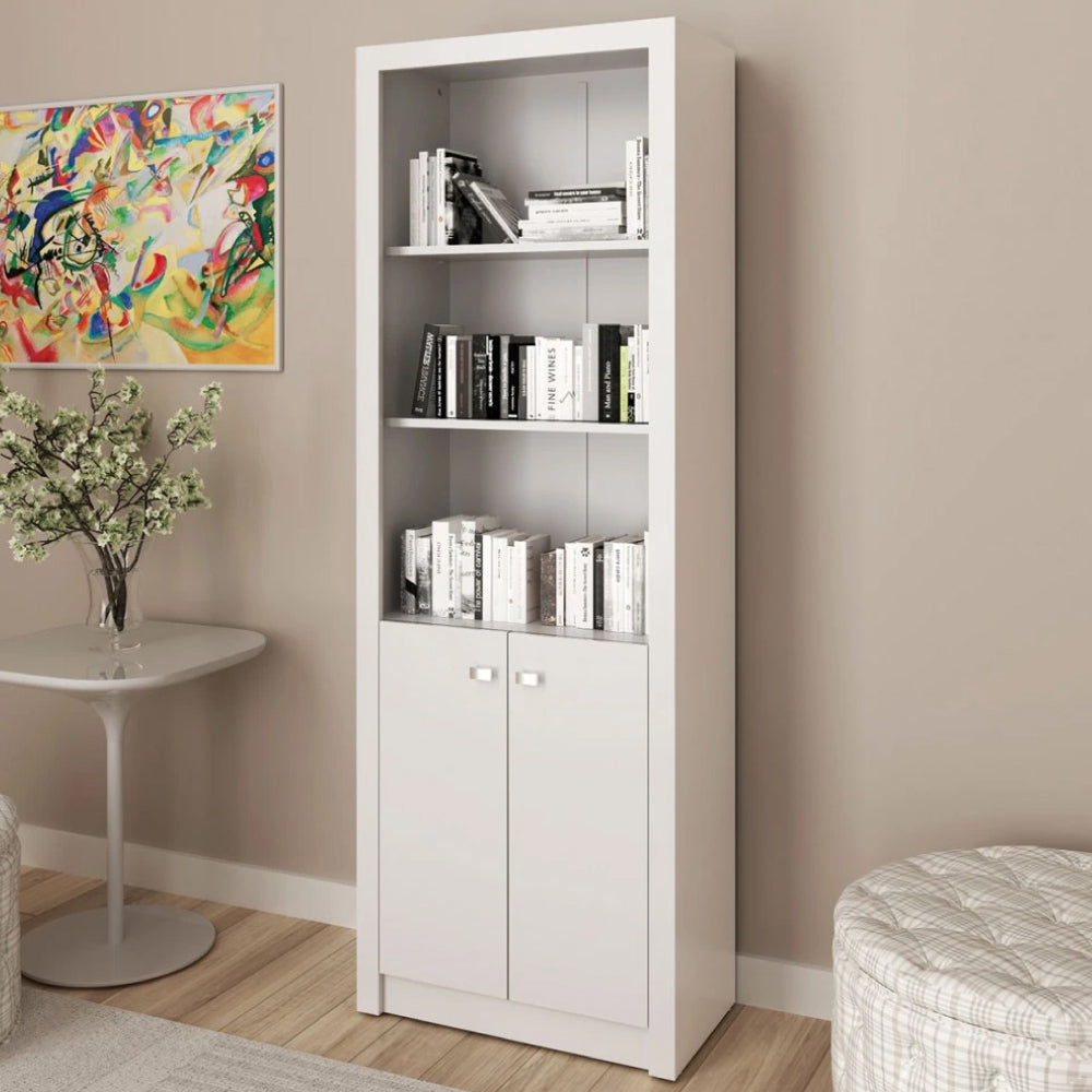 Armário Estante Multiuso Para Livros Escritório Cozinha 2 Portas e 5 Prateleiras ME4110 Tecnomobili Branco