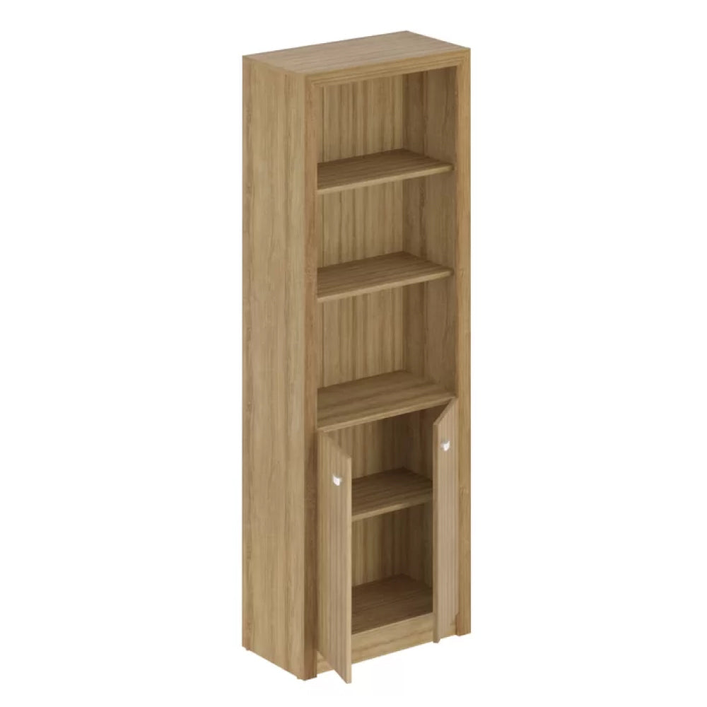 Armário Estante Multiuso Para Livros Escritório Cozinha 2 Portas e 5 Prateleiras ME4110 Tecnomobili Cor Amêndoa