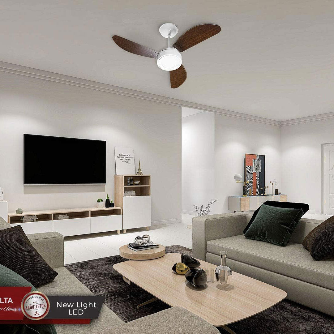 Ventilador de Teto New Light Led Cobre 3 Pas Tabaco 127v Ventidelta