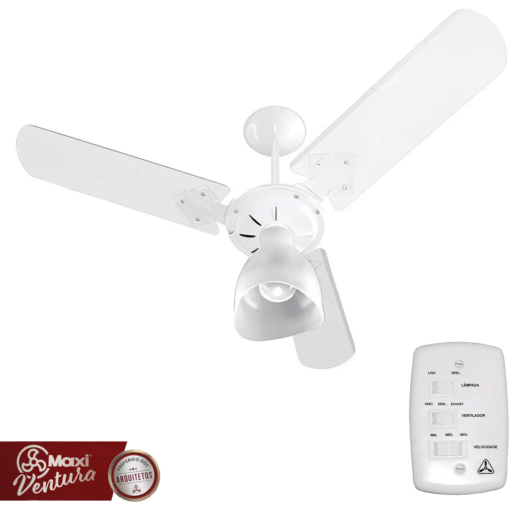 Ventilador de Teto New Maxi Ventura 110v Preto Amadeirado com 3 Pás Função Inverter e 3 Velocidades