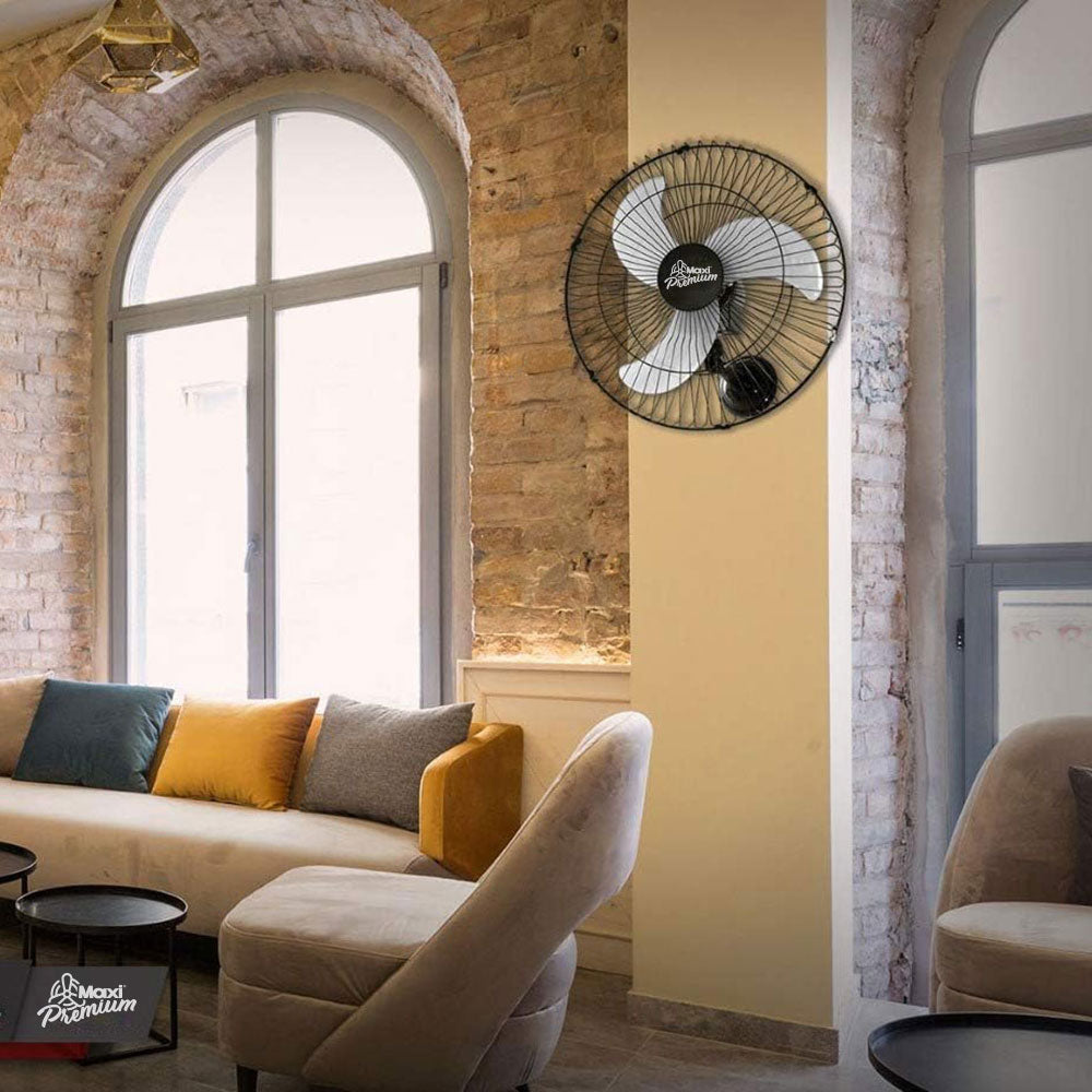 Ventilador Parede 60cm Oscilante Bivolt Maxi Premium com 3 Pás 170w Grade de Aço