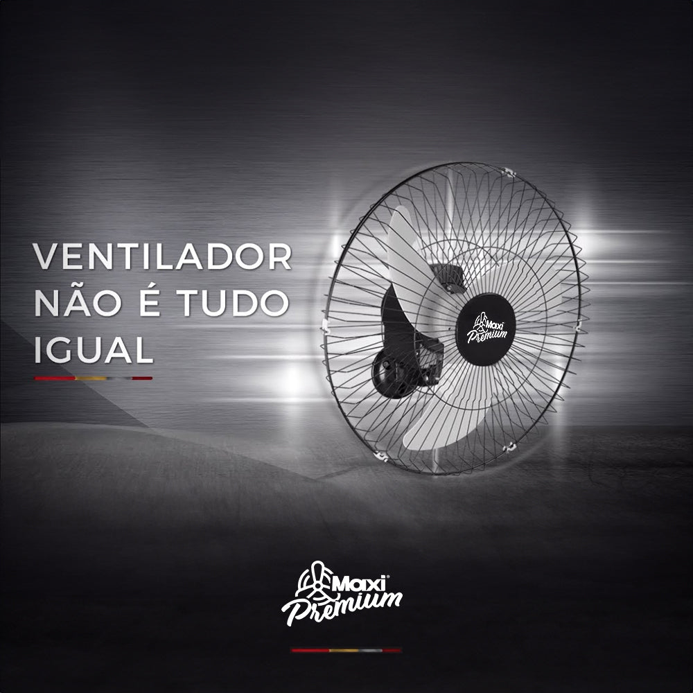 Ventilador Parede 60cm Oscilante Bivolt Maxi Premium com 3 Pás 170w Grade de Aço
