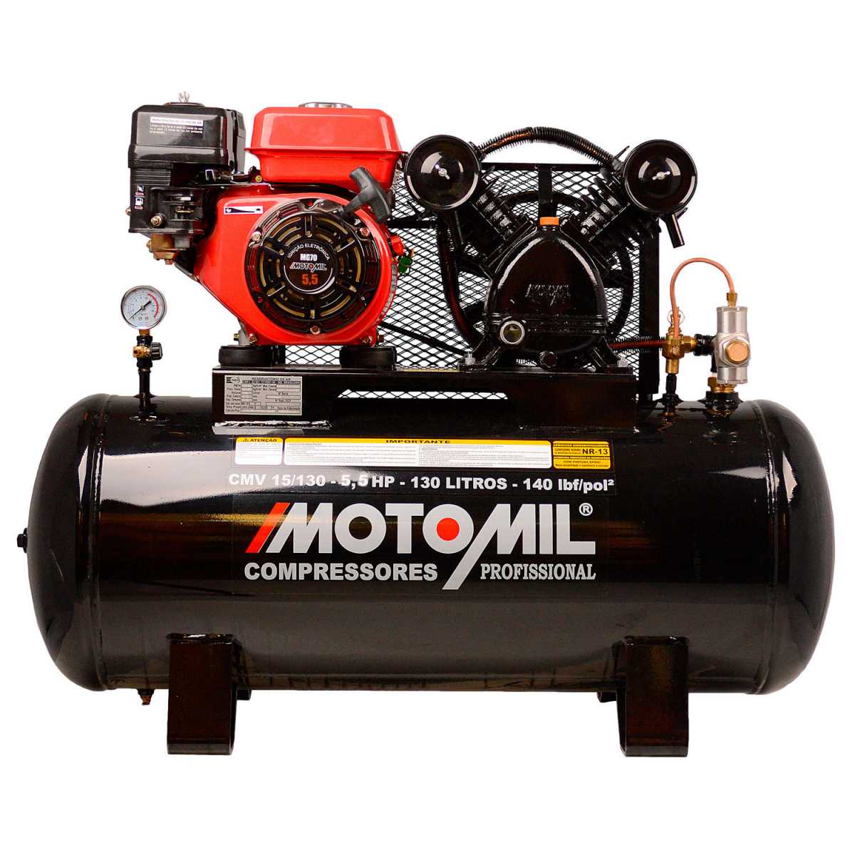 COMPRESSOR 140LBS DE AR CMV 15/130C PARA MOTOR À GASOLINA SEM MOTOR MOTOMIL