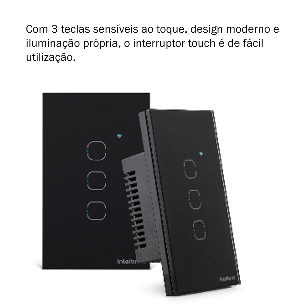 Interruptor Smart Inteligente Touch Wi-fi 3 Teclas Ews 1003 Preto Intelbras