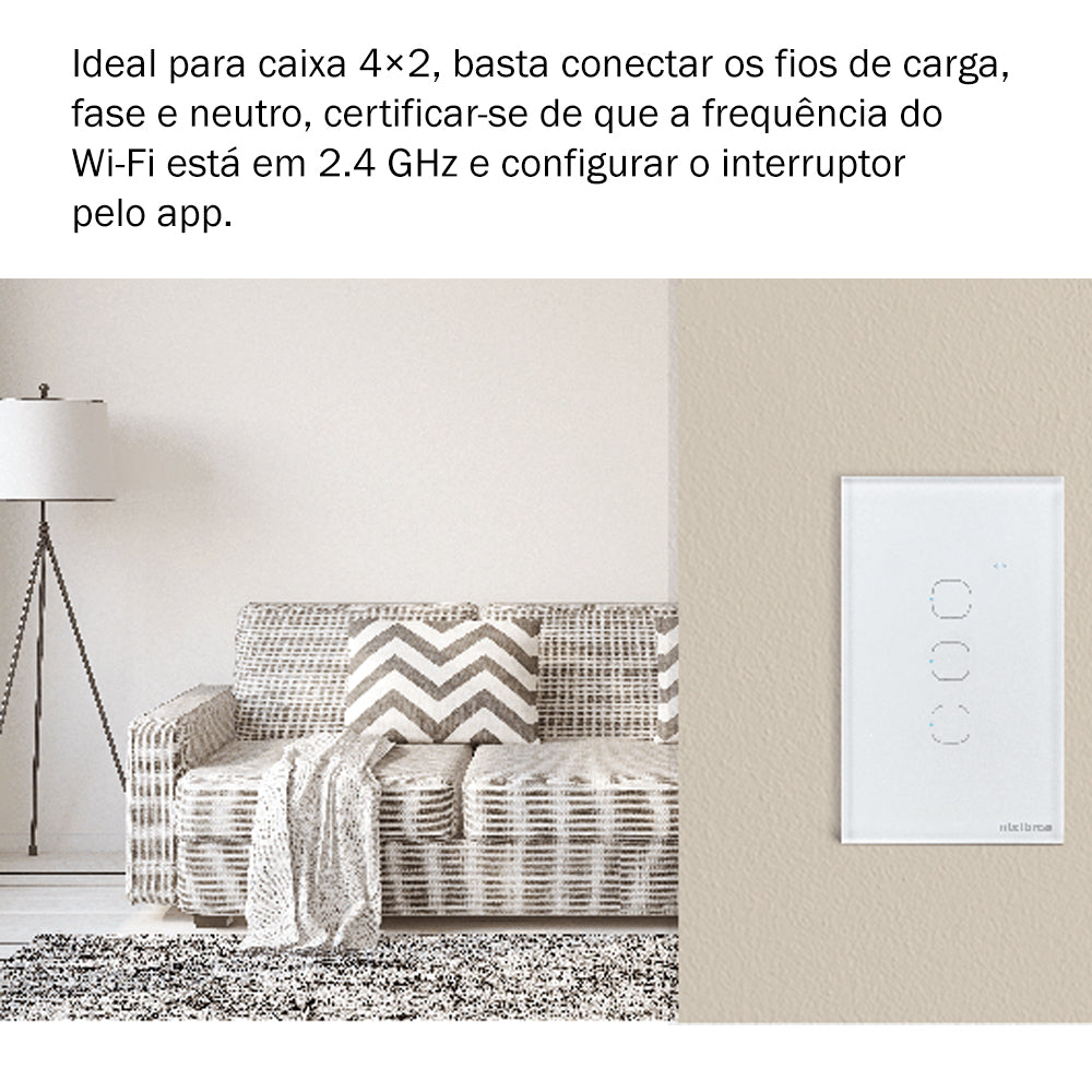 Interruptor Smart Inteligente Touch Wi-fi 3 Teclas Ews 1003 Preto Intelbras