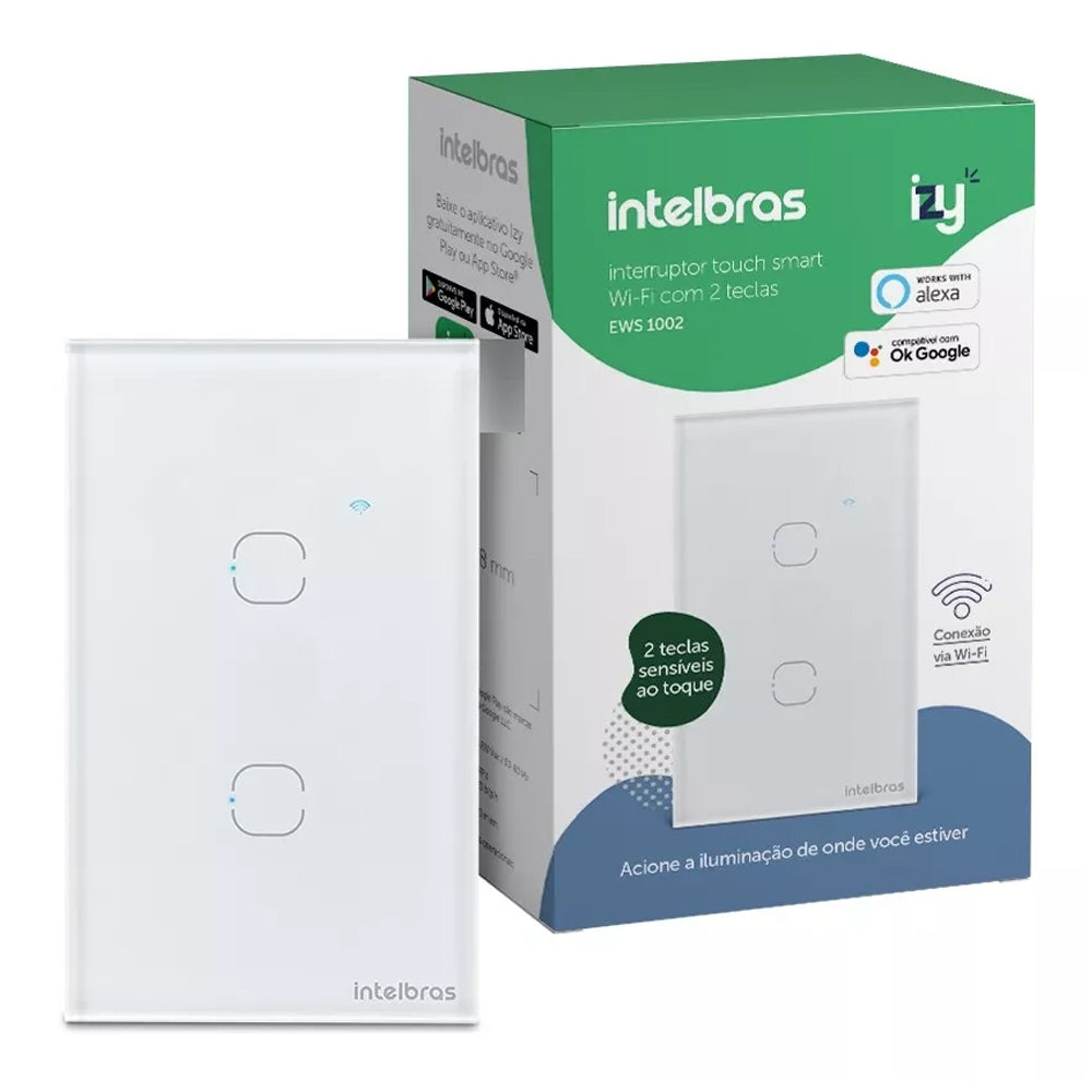 Interruptor Smart Inteligente Touch Wi-fi 2 Tecla Ews 1002 Preto Intelbras