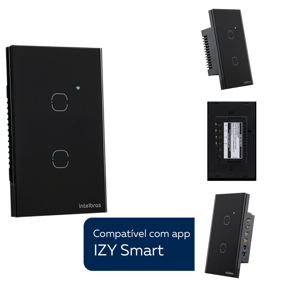 Interruptor Smart Inteligente Touch Wi-fi 2 Tecla Ews 1002 Preto Intelbras